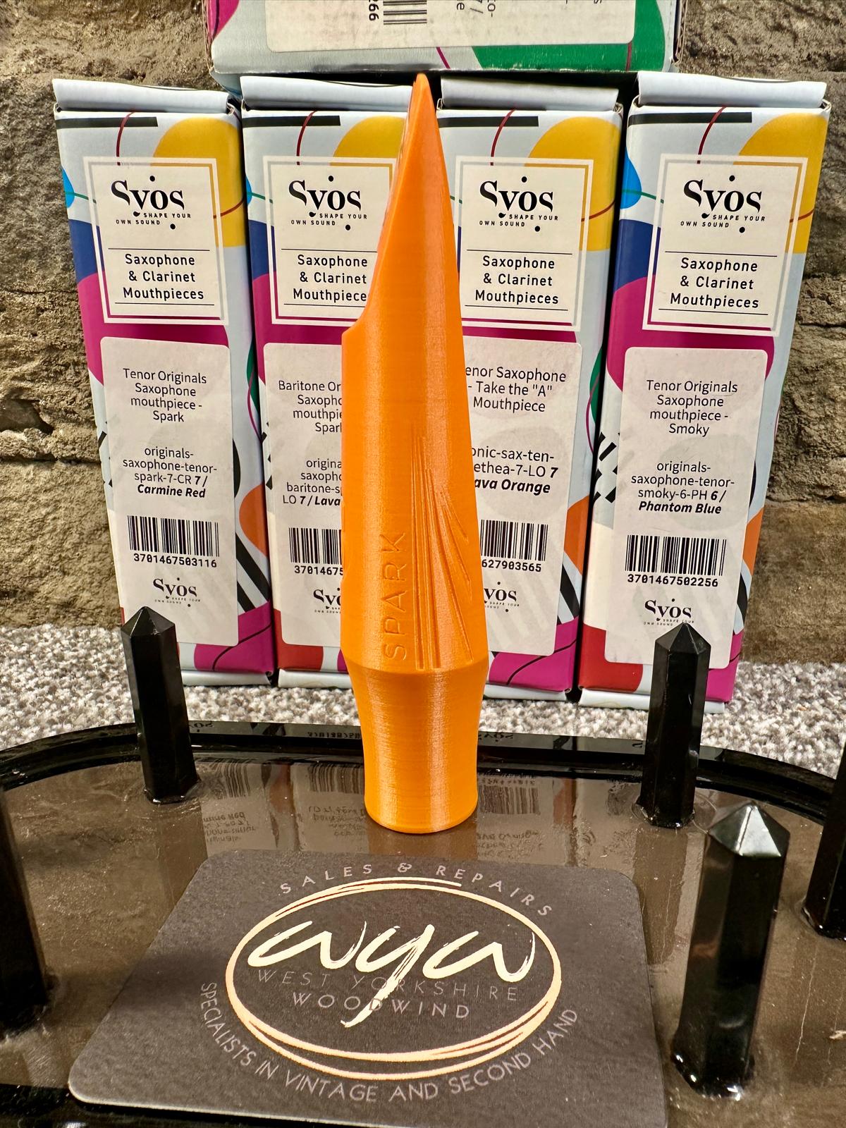 SYOS Spark 7 Baritone Saxophone mouthpiece (Lava Orange) New! - Image 4