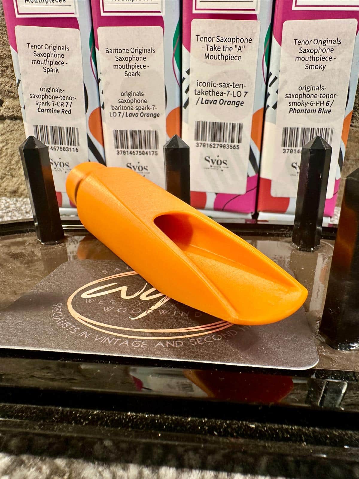 SYOS Spark 7 Baritone Saxophone mouthpiece (Lava Orange) New! - Image 5